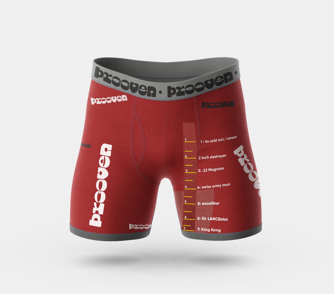 PROOVEN boxer brief mockup, red colorway
